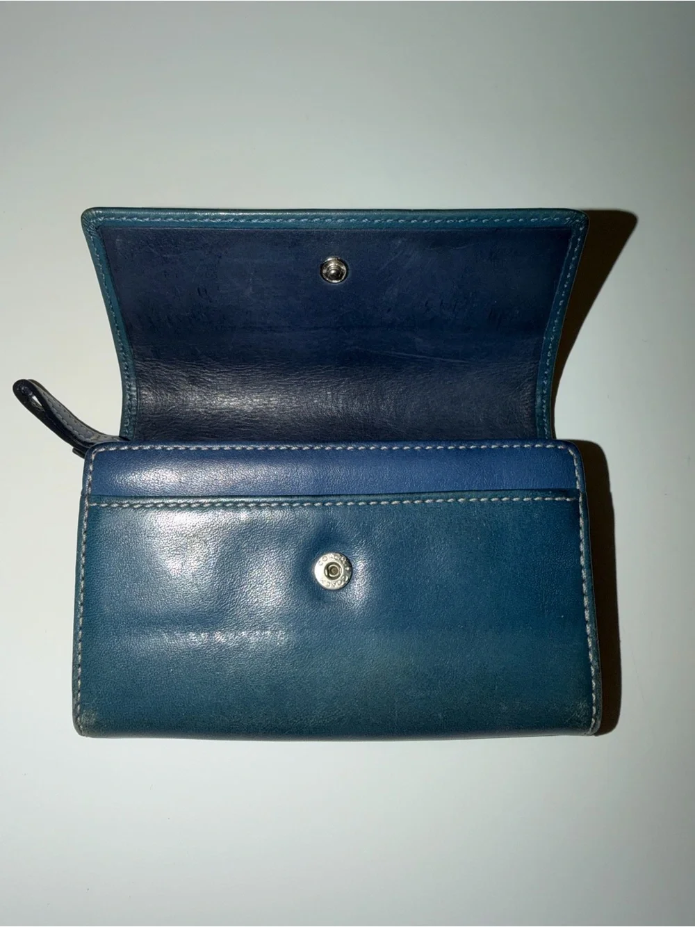 Coach Dark Teal Leather Case Style Wallet